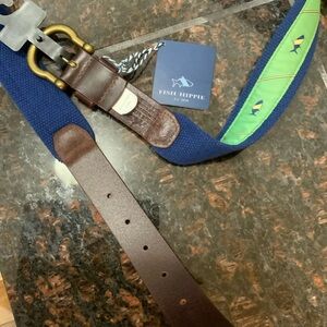 Elegant Green and Brown Leather Belt